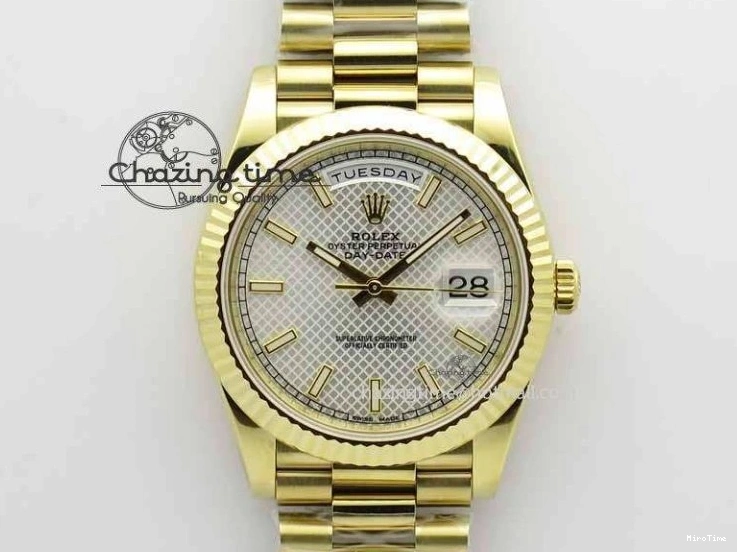 MiroTime 0427 Cozy Day-Date 40mm 228238 YG Noob 1:1 Best Edition Silver Dial On YG President Bracelet A 3710